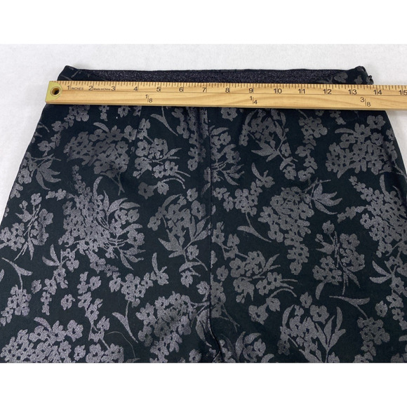 Womens Pants Size 4 Black Denim Shiny Floral Stretch Side Zip‎ Skinny - Picture 6 of 11